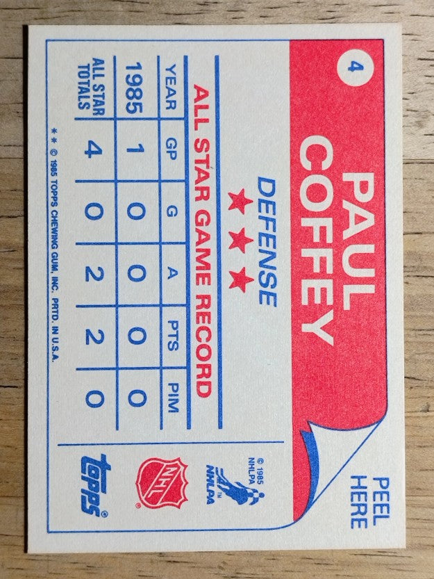 1985-86 Topps Sticker Inserts #4 Paul Coffey