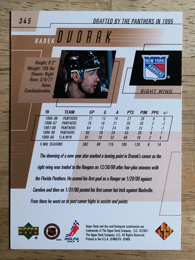 2000-01 Upper Deck #345 Radek Dvorak