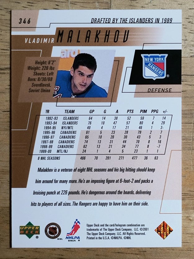 2000-01 Upper Deck #346 Vladimir Malakhov