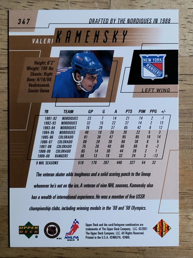 2000-01 Upper Deck #347 Valeri Kamensky