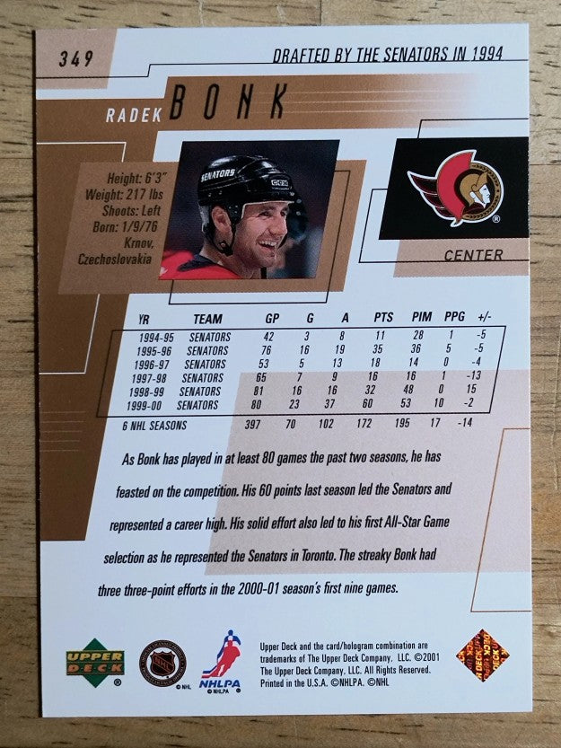 2000-01 Upper Deck #349 Radek Bonk