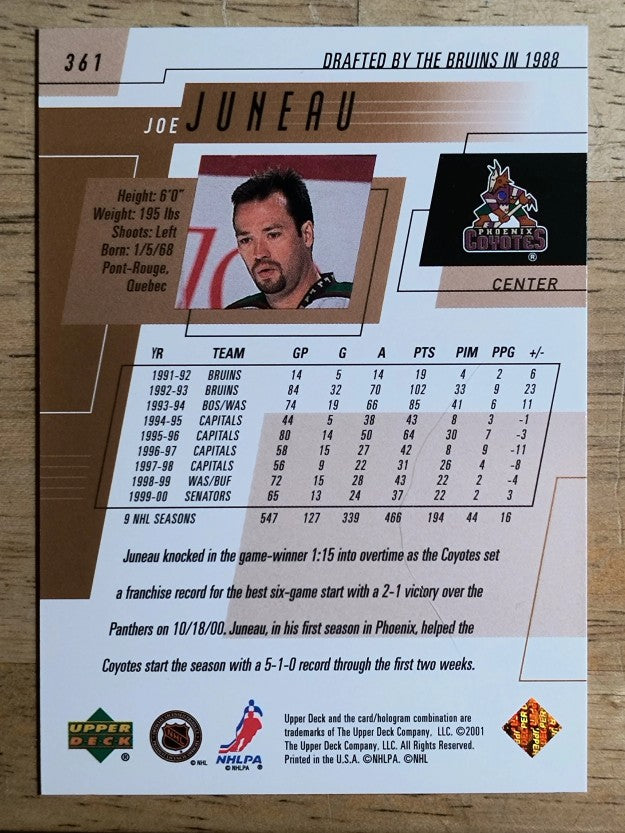 2000-01 Upper Deck #361 Joe Juneau