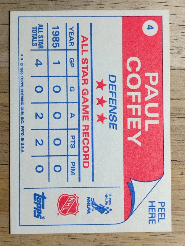 1985-86 Topps Sticker Inserts #4 Paul Coffey