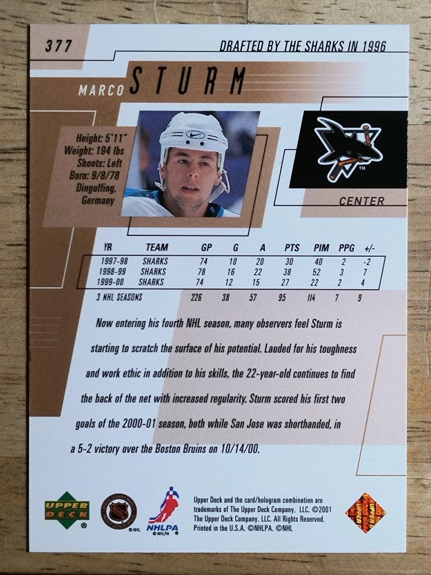 2000-01 Upper Deck #377 Marco Sturm