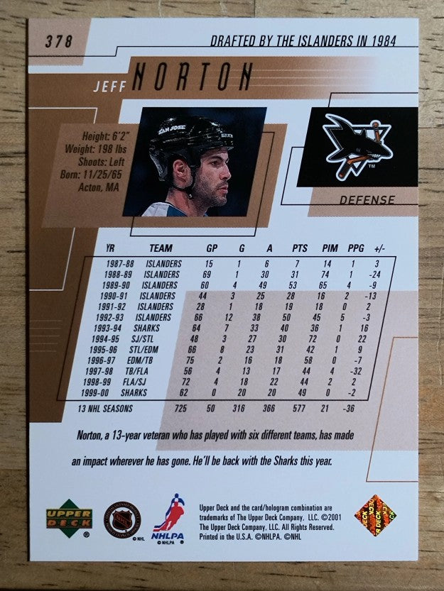 2000-01 Upper Deck #378 Jeff Norton