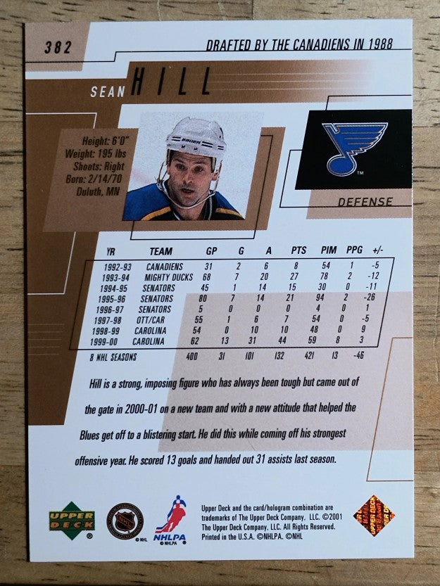 2000-01 Upper Deck #382 Sean Hill