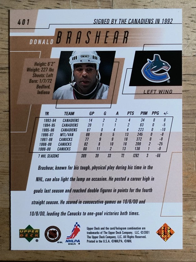 2000-01 Upper Deck #401 Donald Brashear