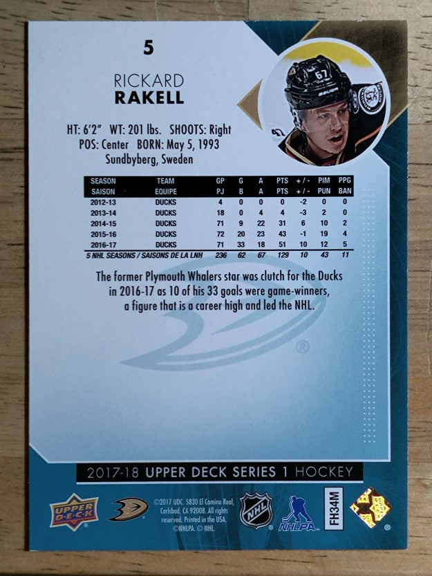 2017-18 Upper Deck #5 Rickard Rakell