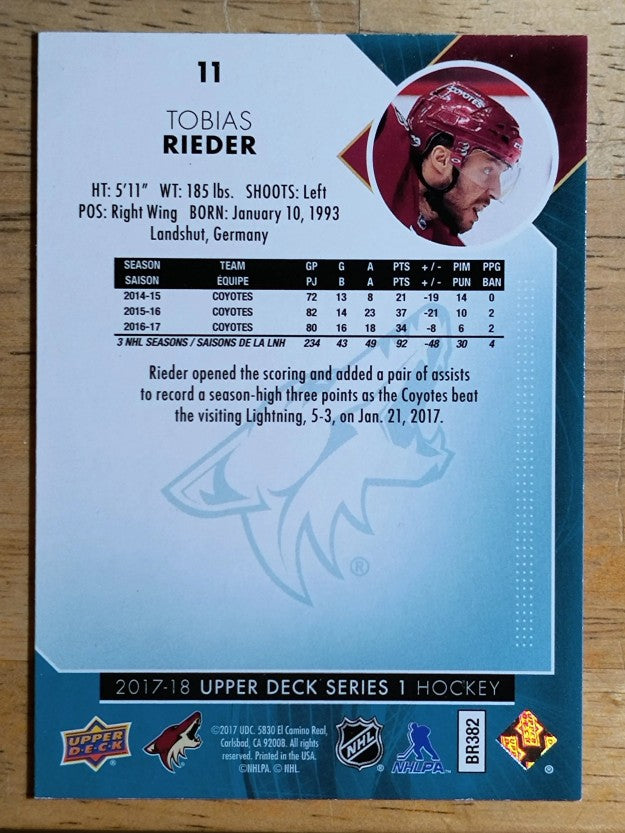 2017-18 Upper Deck #11 Tobias Rieder