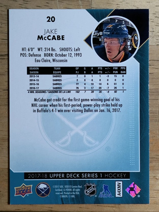 2017-18 Upper Deck #20 Jake McCabe