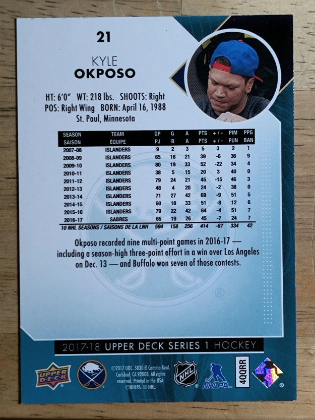 2017-18 Upper Deck #21 Kyle Okposo