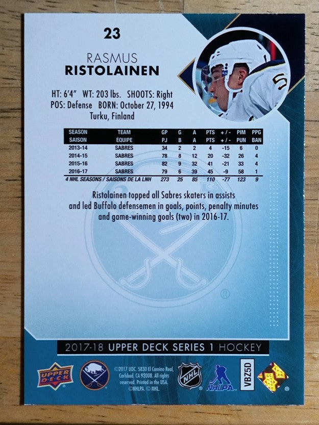 2017-18 Upper Deck #23 Rasmus Ristolainen