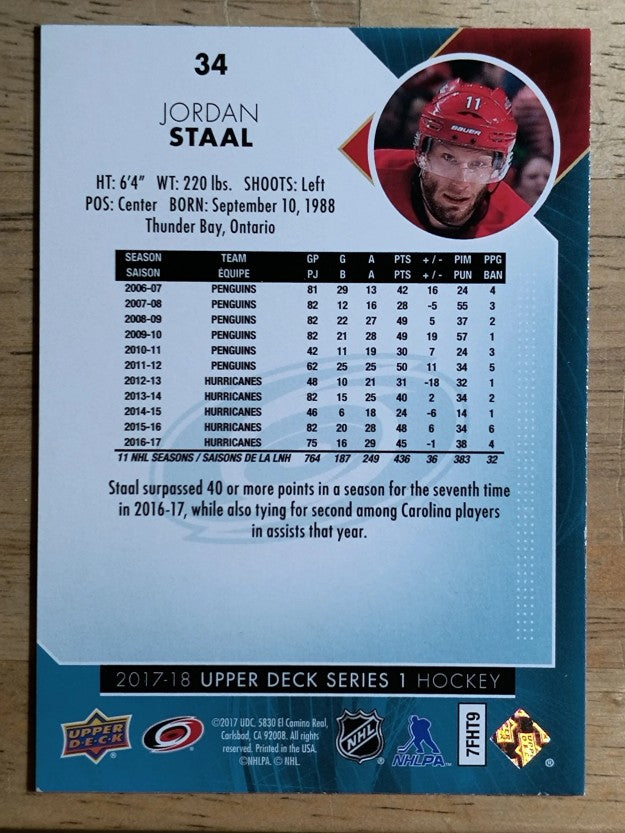 2017-18 Upper Deck #34 Jordan Staal