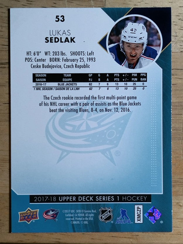 2017-18 Upper Deck #53 Lukas Sedlak