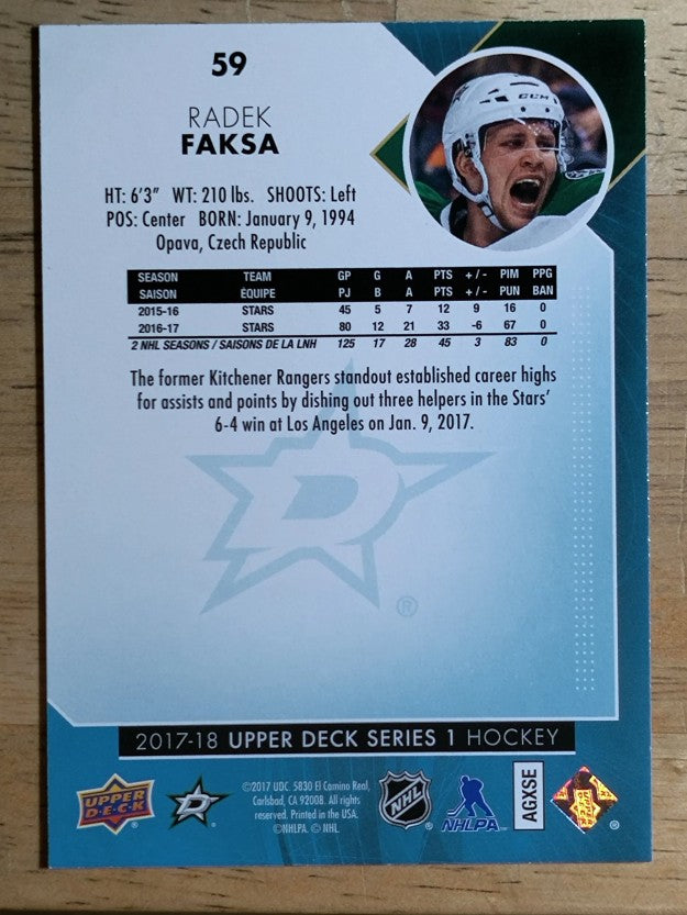2017-18 Upper Deck #59 Radek Faksa