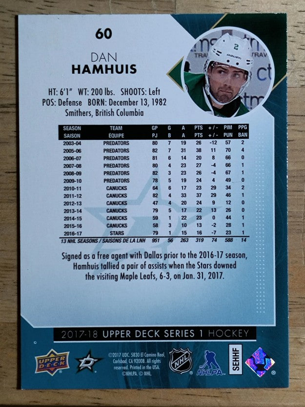 2017-18 Upper Deck #60 Dan Hamhuis