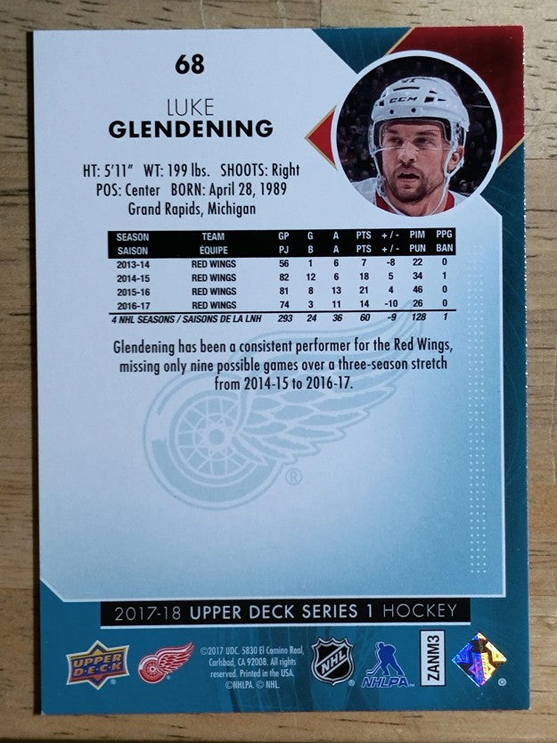 2017-18 Upper Deck #68 Luke Glendening