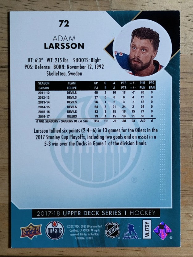 2017-18 Upper Deck #72 Adam Larsson