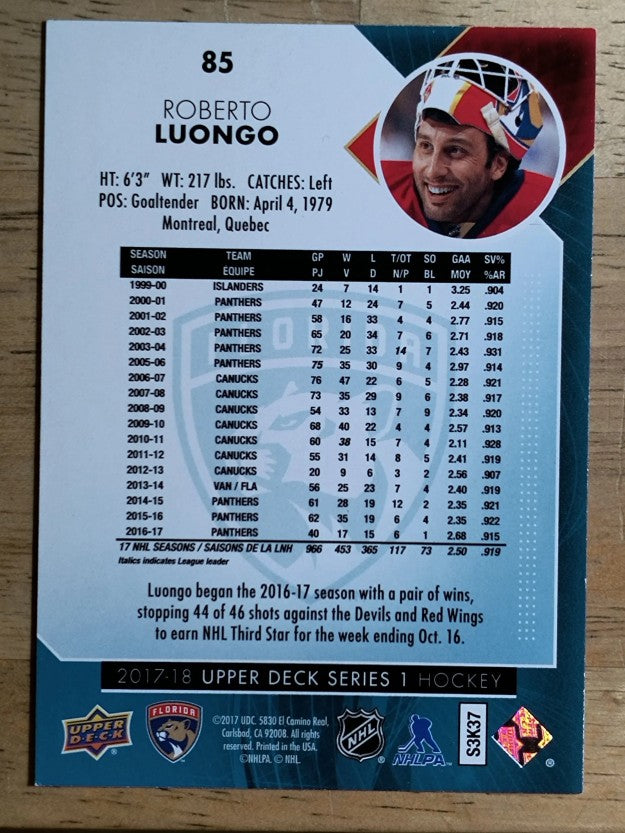2017-18 Upper Deck #85 Roberto Luongo