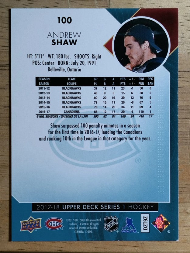 2017-18 Upper Deck #100 Andrew Shaw