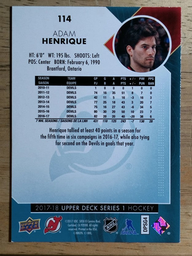 2017-18 Upper Deck #114 Adam Henrique