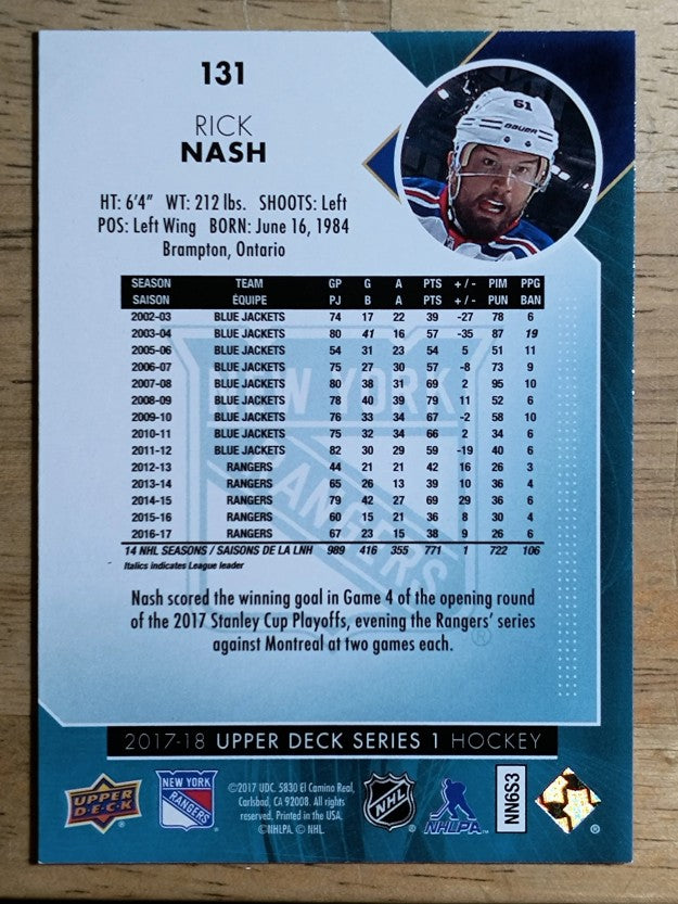 2017-18 Upper Deck #131 Rick Nash