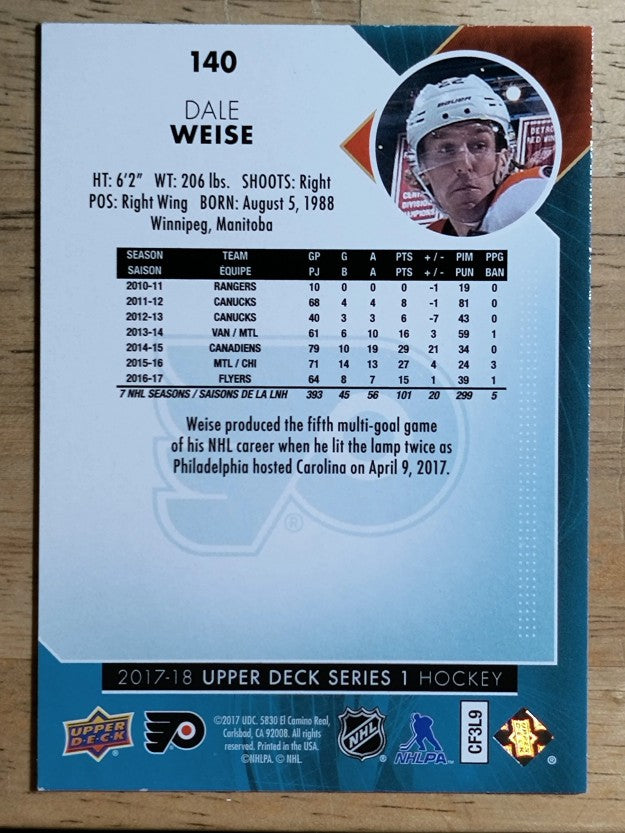 2017-18 Upper Deck #140 Dale Weise