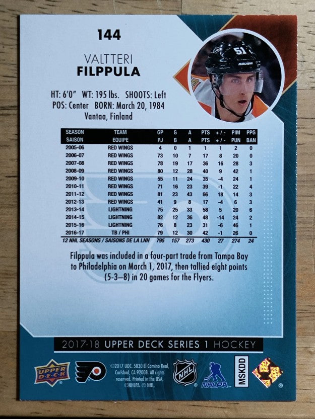 2017-18 Upper Deck #144 Valtteri Filppula