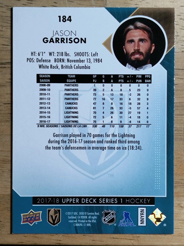 2017-18 Upper Deck #184 Jason Garrison