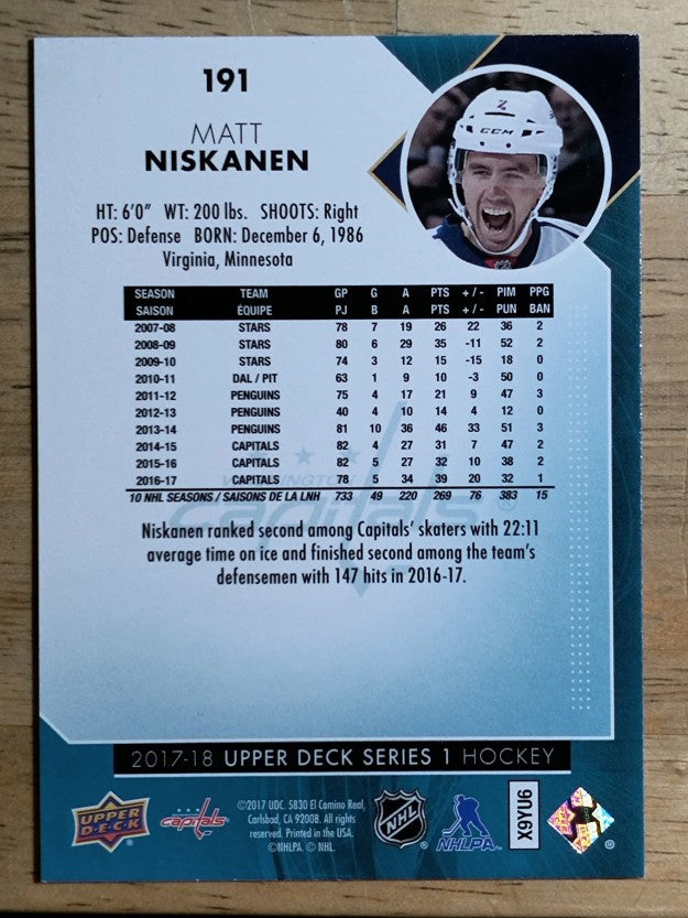 2017-18 Upper Deck #191 Matt Niskanen