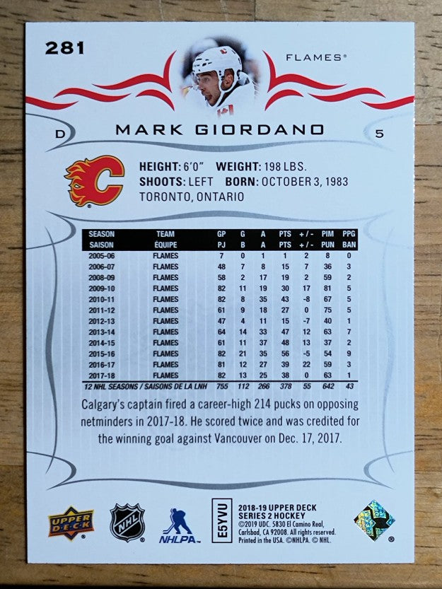 2018-19 Upper Deck #281 Mark Giordano
