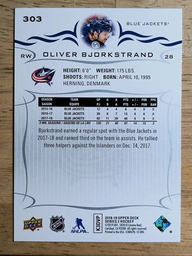 2018-19 Upper Deck #303 Oliver Bjorkstrand