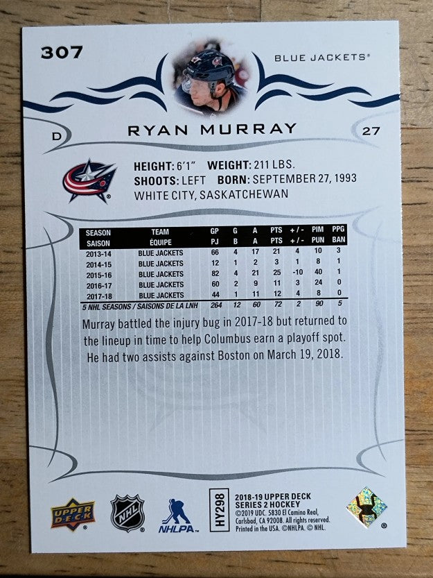 2018-19 Upper Deck #307 Ryan Murray