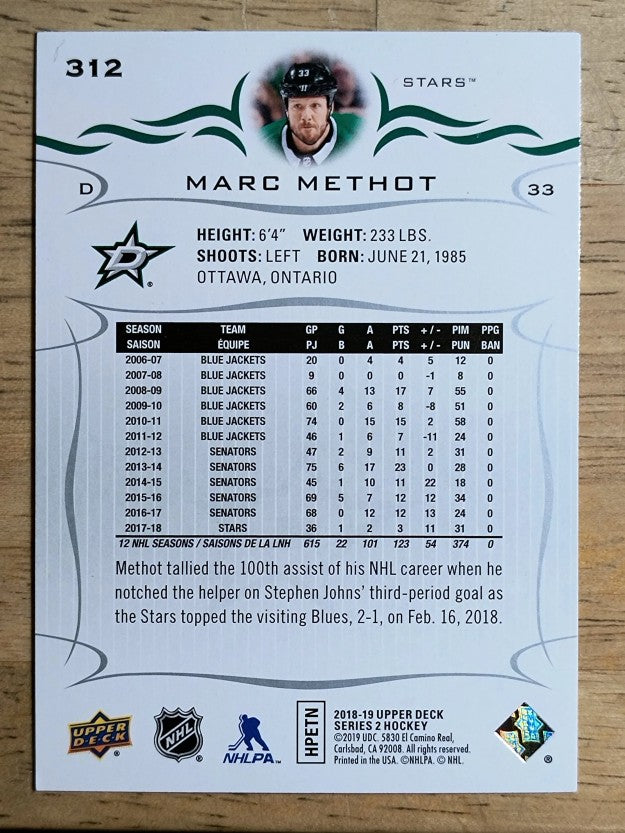 2018-19 Upper Deck #312 Marc Methot
