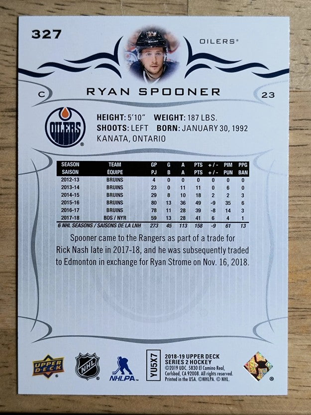 2018-19 Upper Deck #327 Ryan Spooner