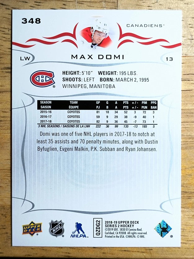 2018-19 Upper Deck #348 Max Domi