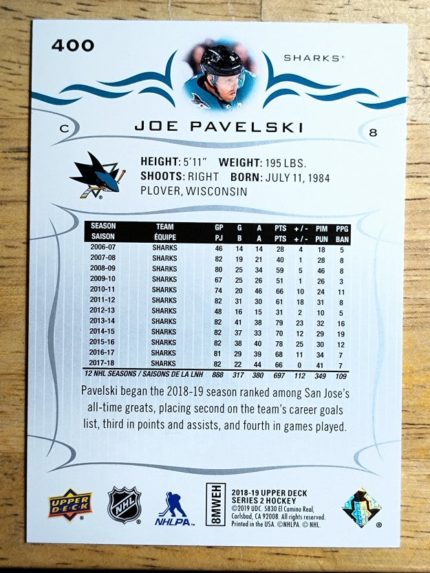 2018-19 Upper Deck #400 Joe Pavelski