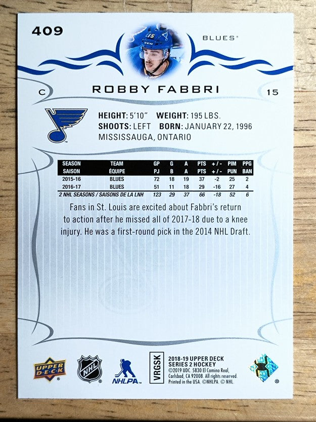 2018-19 Upper Deck #409 Robby Fabbri