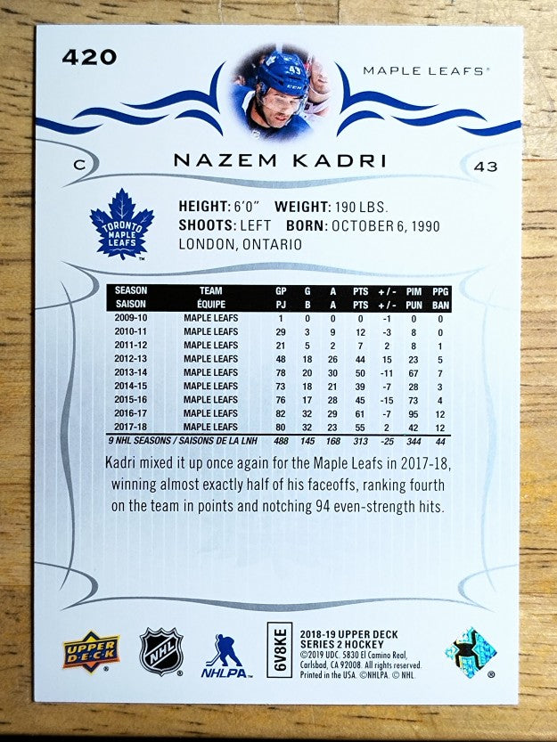 2018-19 Upper Deck #420 Nazem Kadri