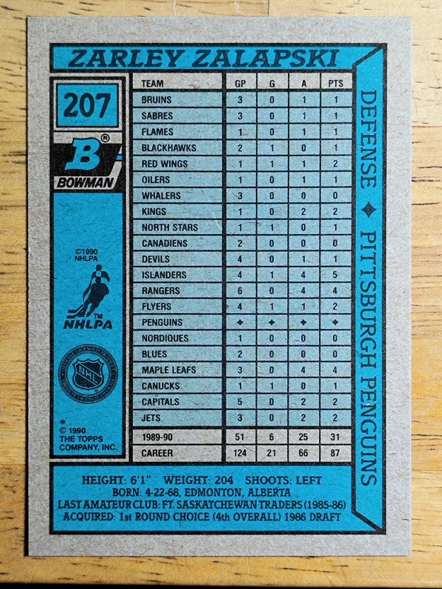 1990-91 Bowman #207 Zarley Zalapski