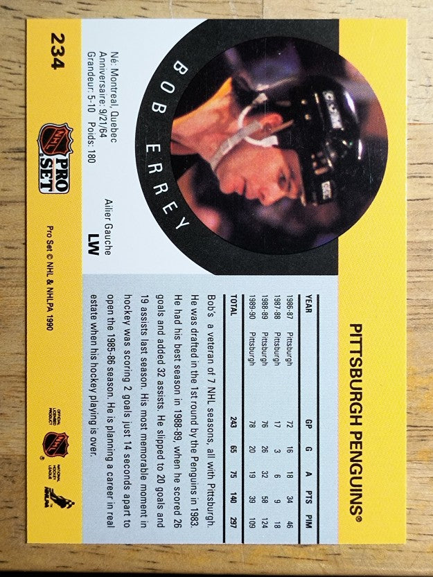 1990-91 Pro Set #234 Bob Errey