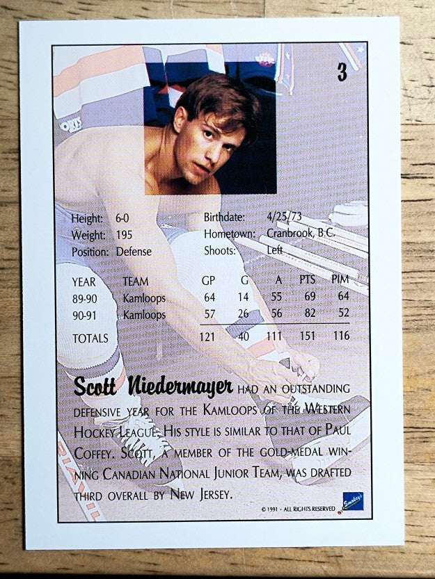 1991 Ultimate Draft #3 Scott Niedermayer