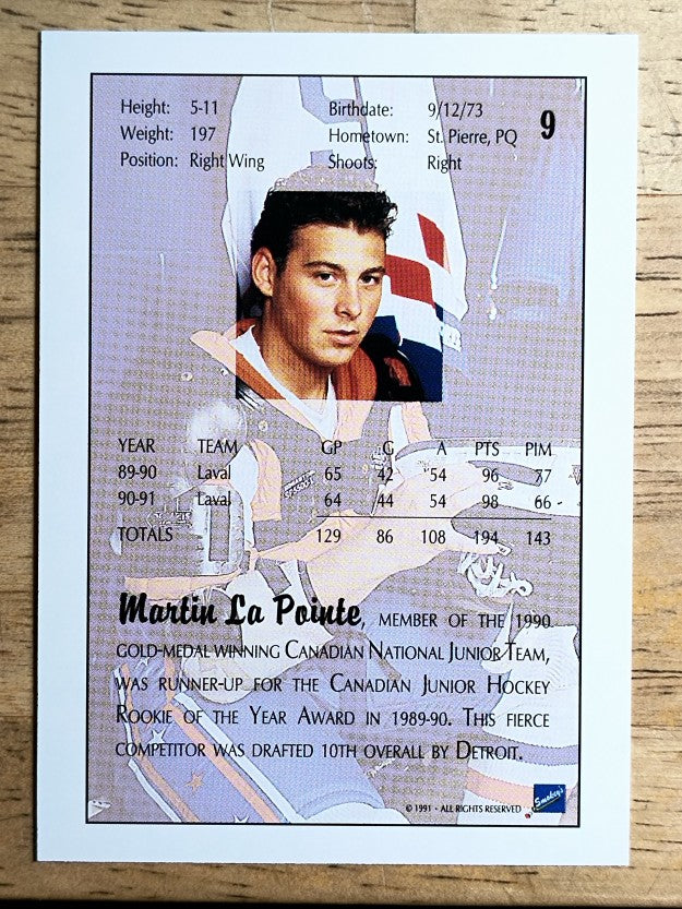 1991 Ultimate Draft #9 Martin Lapointe