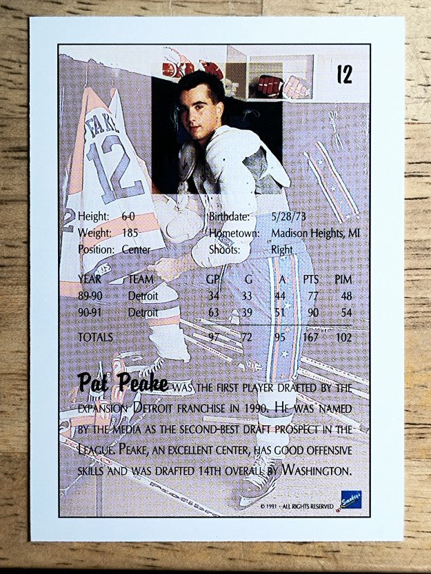 1991 Ultimate Draft #12 Pat Peake