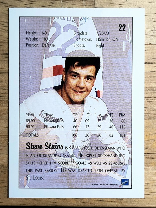 1991 Ultimate Draft #22 Steve Staios