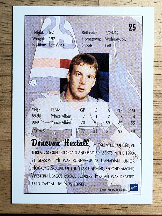 1991 Ultimate Draft #25 Donevan Hextall