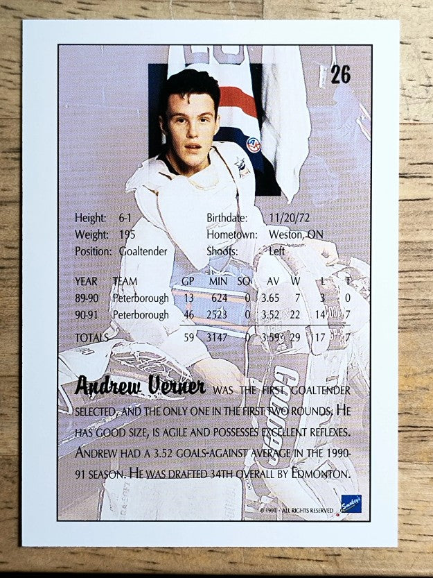 1991 Ultimate Draft #26 Andrew Verner