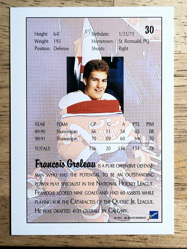 1991 Ultimate Draft #30 Francois Groleau