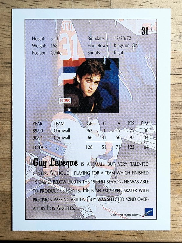1991 Ultimate Draft #31 Guy Leveque