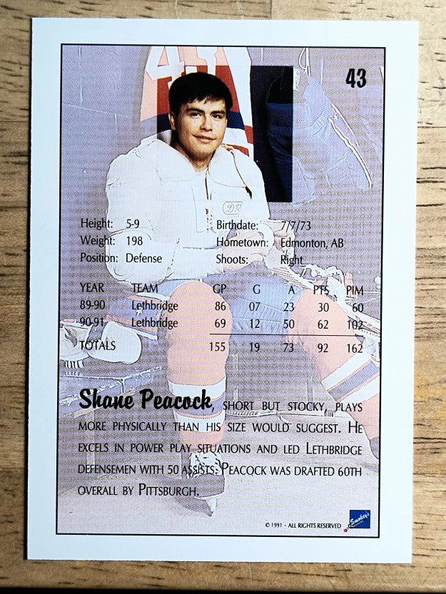1991 Ultimate Draft #43 Shane Peacock